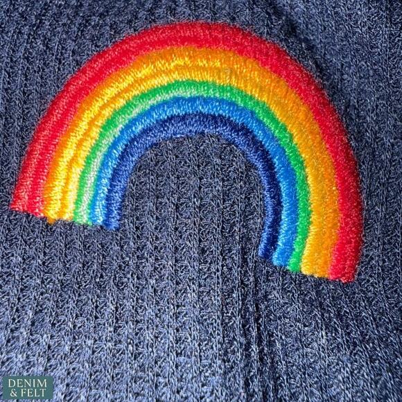 Aviator Nation Rainbow Waffle Thermal Lounge Set Base Layer Navy Pants & Top - Picture 13 of 16